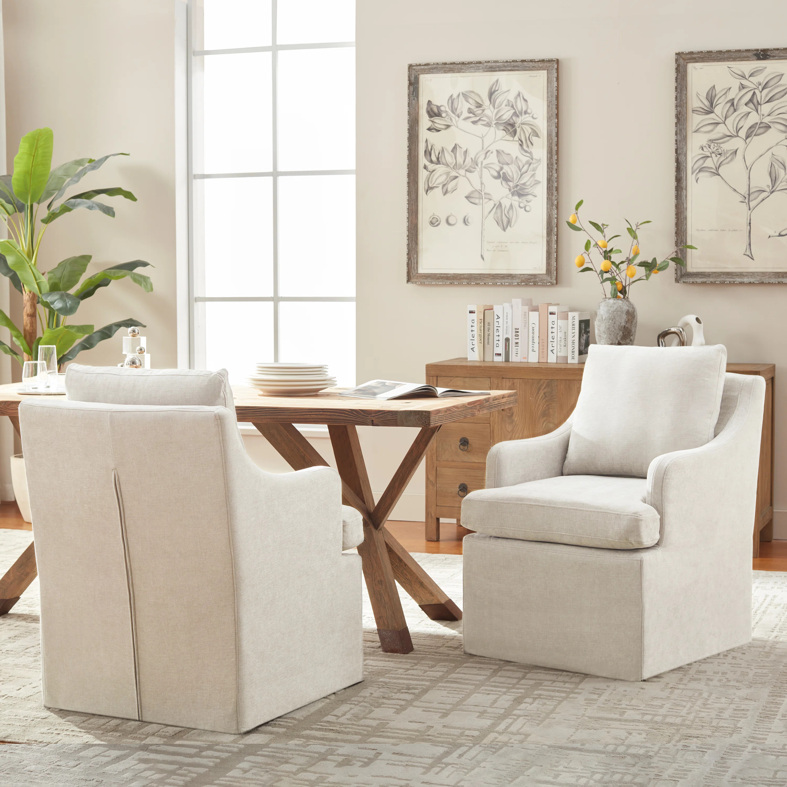 Tory Upholstered Dining Chairs With Caster Set Of 2 | Wayfair North America