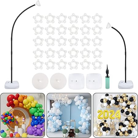 8FT & 6FT Balloon Arch Stand, Flexible Top Balloon Arch Kit, Half Arch Balloon Stand with Base for Floor, Balloon Column Kit for Wedding Birthday Baby Shower Graduation Party Decorations | Amazon (US)