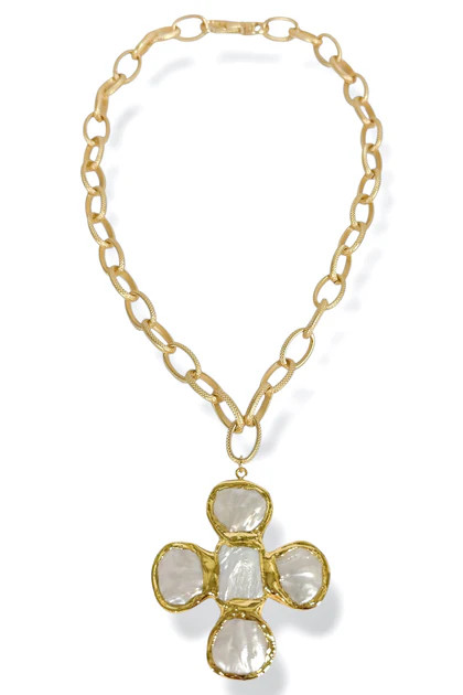 Virtue Harlow Pearl Clover Cross Chain Necklace | The Willow Tree