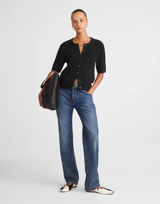 Patch-Pocket Puff-Sleeve Cardigan | Madewell | Madewell