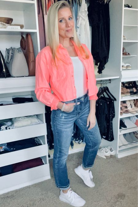 Love this neon pink top for spring! Looks so clean paired with a crisp white tank and sneakers 👟

#springfashion #womensfashion #spring #target

#LTKunder100 #LTKstyletip #LTKSeasonal