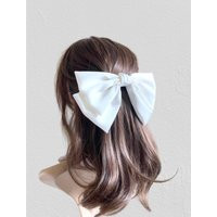 Silk Satin White Hair Bow, Wedding Bow, White Bridal White Big 8"" For Women, Barrette Accessories | Etsy (US)