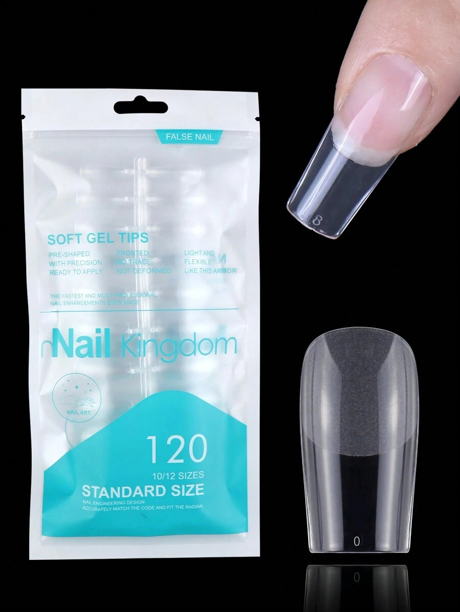 Upgrade Your Look With 120pcs Long Square Clear Full Cover Press On Fake Nail Set Press On Nails ... | SHEIN