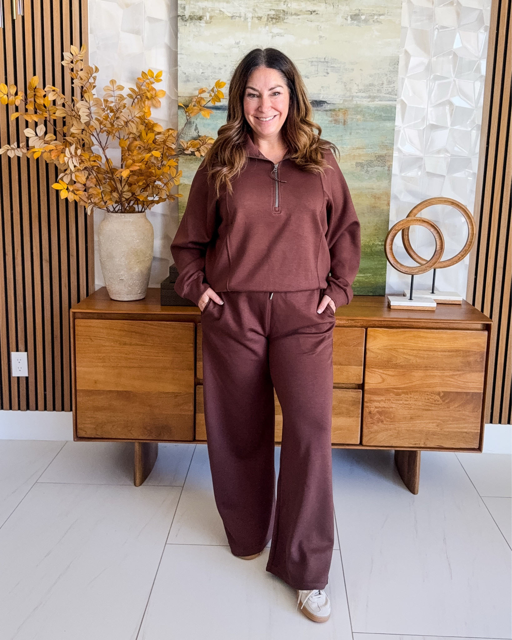 This Amazon sweatsuit is GOOD 🤎 Love the rich chocolate brown and wide leg fit for an easy elevated lounge look. | Wearing tts, L

#LTKSeasonal #LTKOver40 #LTKMidsize