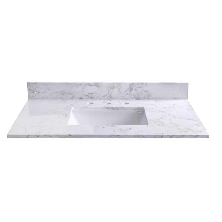 43" Single Bathroom Vanity Top in Marble White with Sink | Wayfair North America