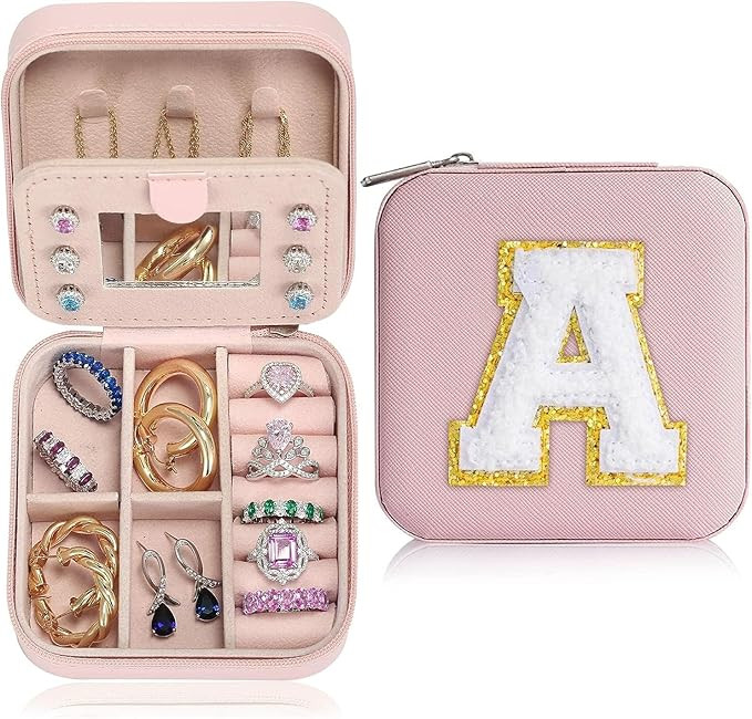 Personalized Gifts Jewelry Box for Women Christmas Gifts, Initial Monogrammed Gifts Small Travel ... | Amazon (US)