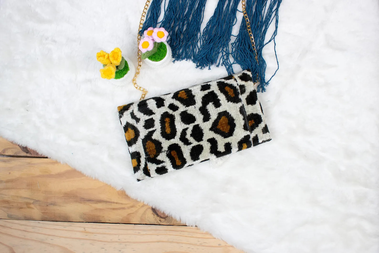 Leopard Velvet Ikat Clutch Bag | Bold Evening Purse for Wedding Events - Etsy | Etsy (Global)