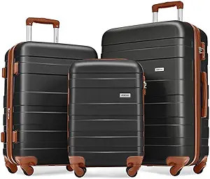 Merax 3 Piece Expandable ABS Hardshell Luggage Sets Spinner Wheel Suitcase TSA Lock Suit Case, Bl... | Amazon (US)