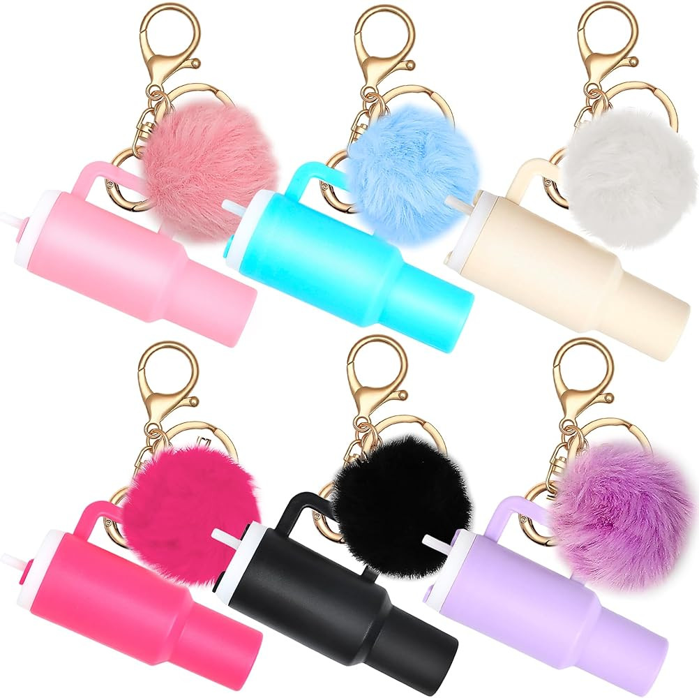 6pcs Mini Tumbler Keychain for Stanley Cup Cute Chapstick Holder Key Chain Charms Backpack Bag fo... | Amazon (US)