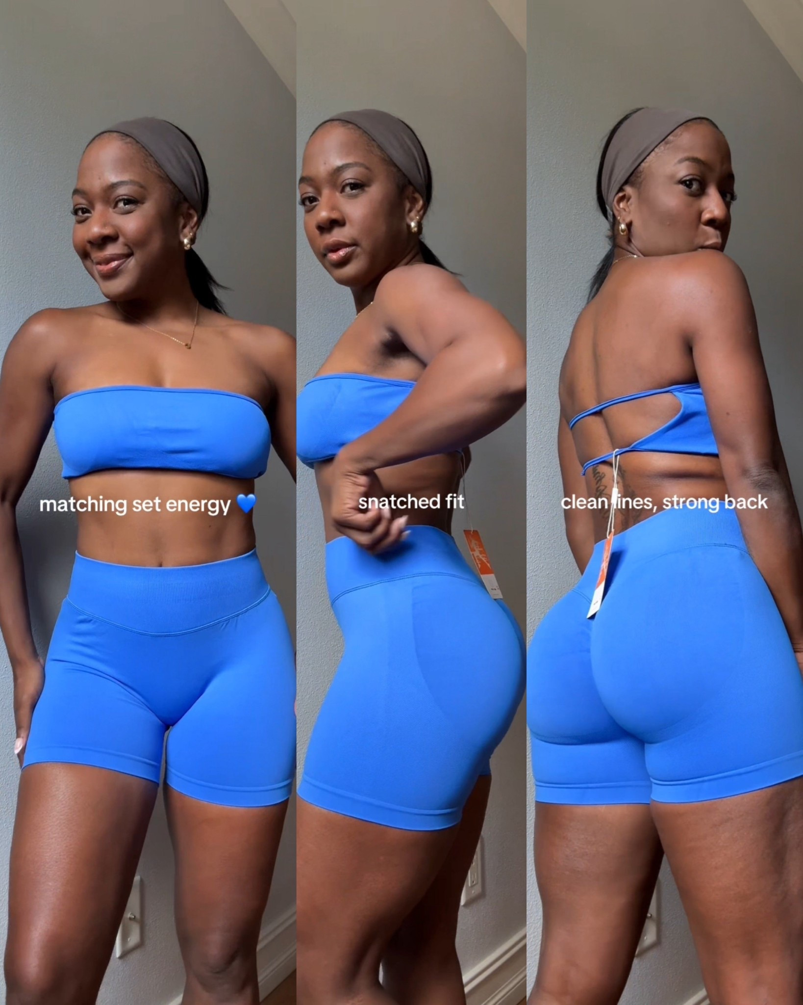 ✨ Matching Set Energy 🔵
Serving snatched fit, clean lines, and strong back vibes in this bold cobalt blue workout set. The bandeau top + high-waist shorts combo is perfect for gym days, runs, or lounging in style. 💪🏽✨

🔥 Why I love it:
• Seamless, sculpting fabric that smooths and snatches
• High waist = no rolling, just support 👌🏽
• Double-take worthy back details 👀

#LTKFindsUnder100 #LTKActive #LTKFindsUnder50
