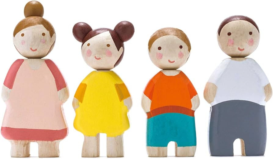 Tender Leaf Toys - The Leaf Family - 4 Pcs Wooden Family Mini Dolls Playset for Children, Kids Miniature Pretend Play Dollhouse Figures, includes Parents, Sibling - Age 3+ | Amazon (US)