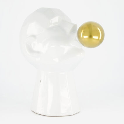 White & Gold Tone Bubblegum Man Bust 32x18cm | TK Maxx