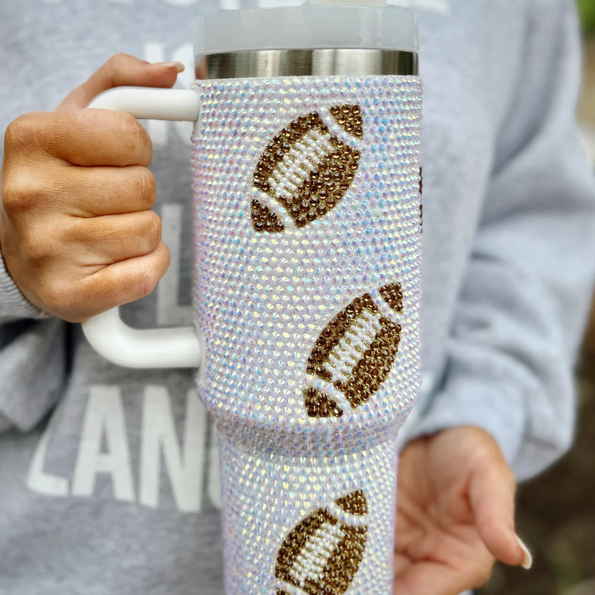40 Oz. Crystal “All Over Footballs” Tumbler | BuddyLove