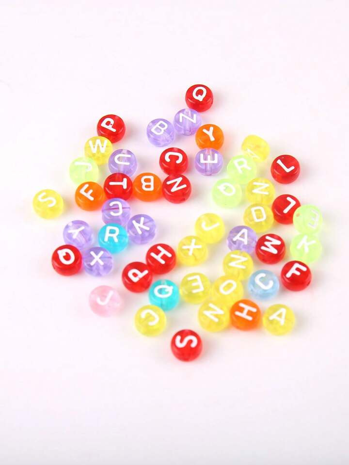 Contas Redondas De Letras Brancas 50g Com Contas De Plástico Transparentes E Coloridas Para Faze... | SHEIN