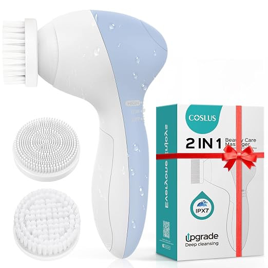 COSLUS Facial Cleansing Brush Silicone Face Scrubber: 2 in1 FBS-D Electric Exfoliating Massage De... | Amazon (US)