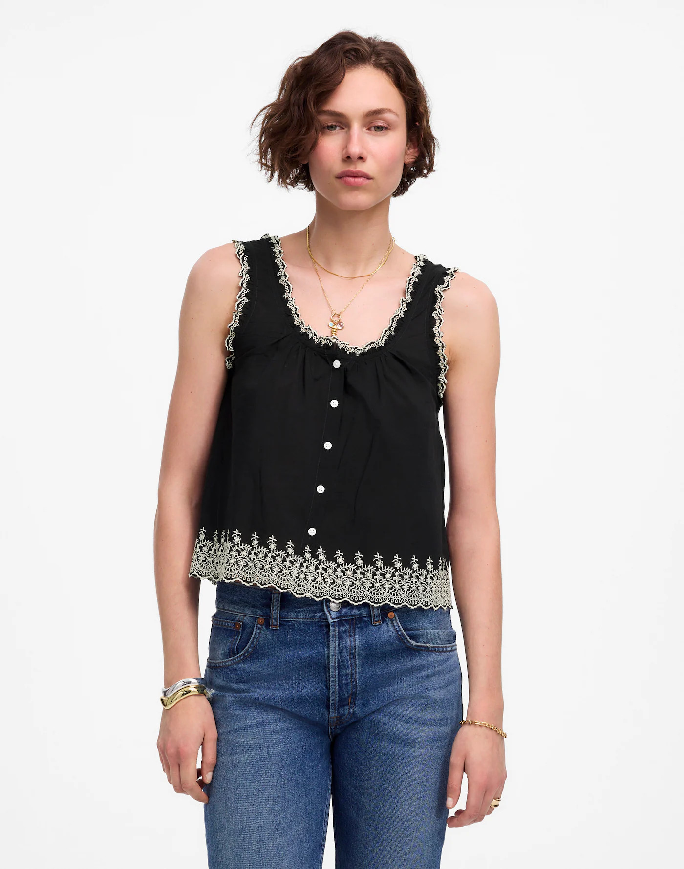 Embroidered Scalloped Tank | Madewell