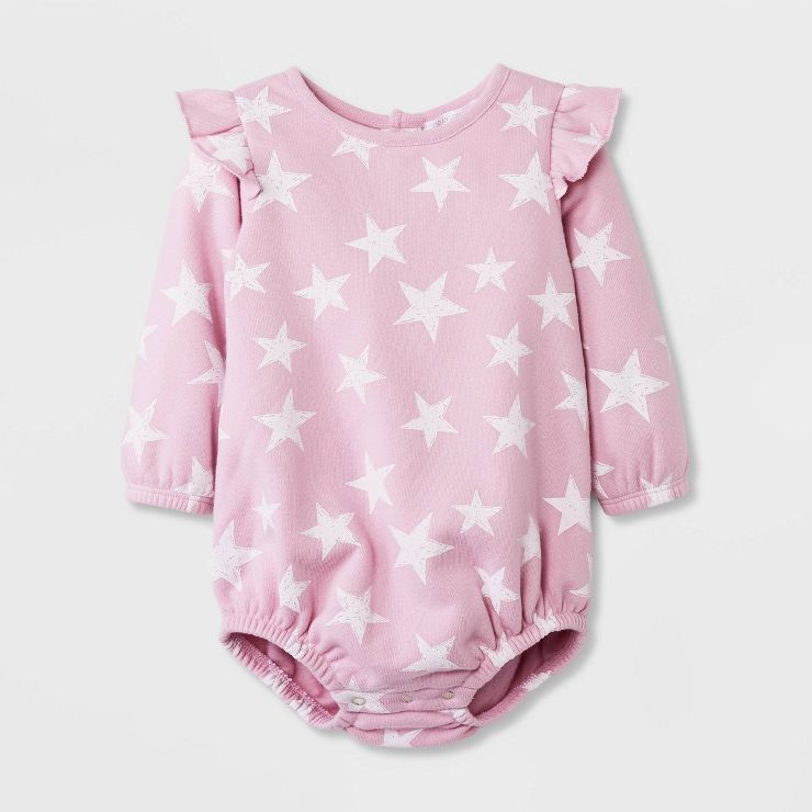 Grayson Mini Baby Girls' Stars Fleece Romper - Pink | Target