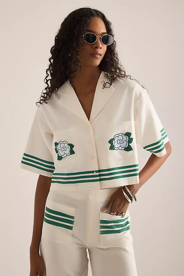 The Tiny Big Sister Roses Short-Sleeve Cropped Shirt | Anthropologie (UK)