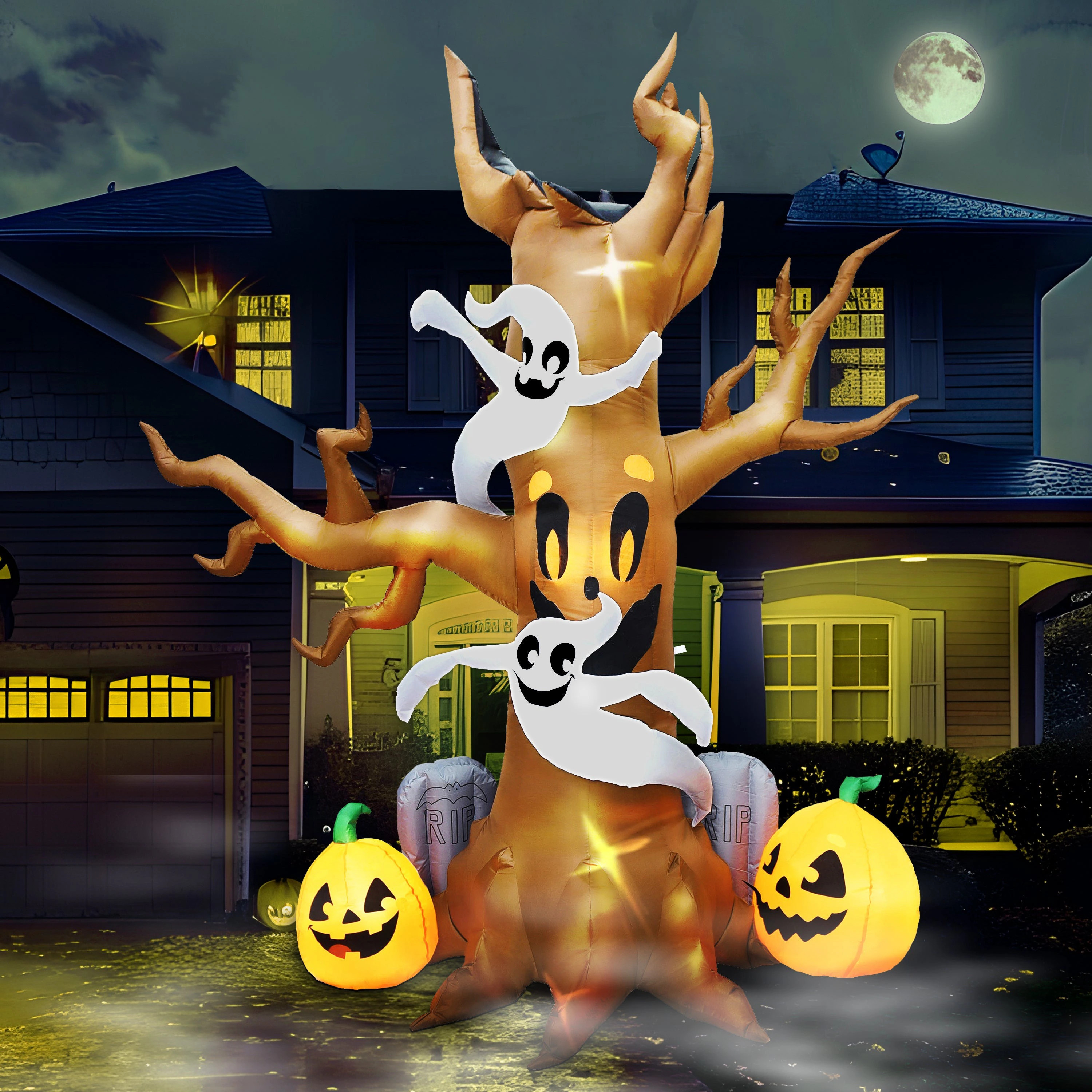 Joyfy 8.0-ft Freestanding Lighted Tree Inflatable in Brown | 30048 | Lowe's