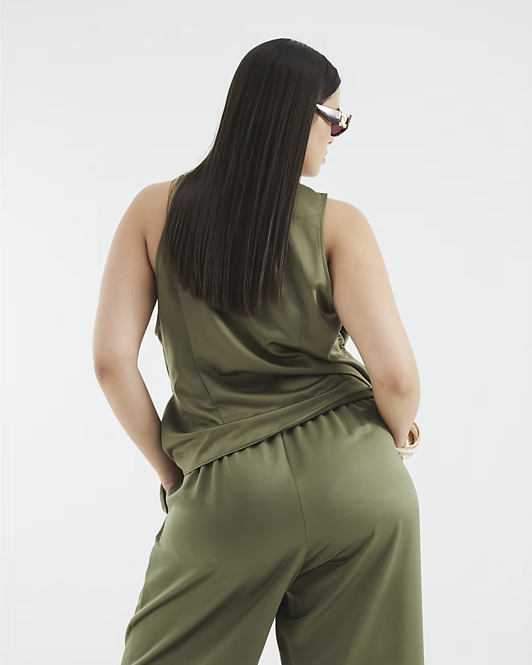 Khaki High Waist Relaxed Trousers | River Island UK & IE