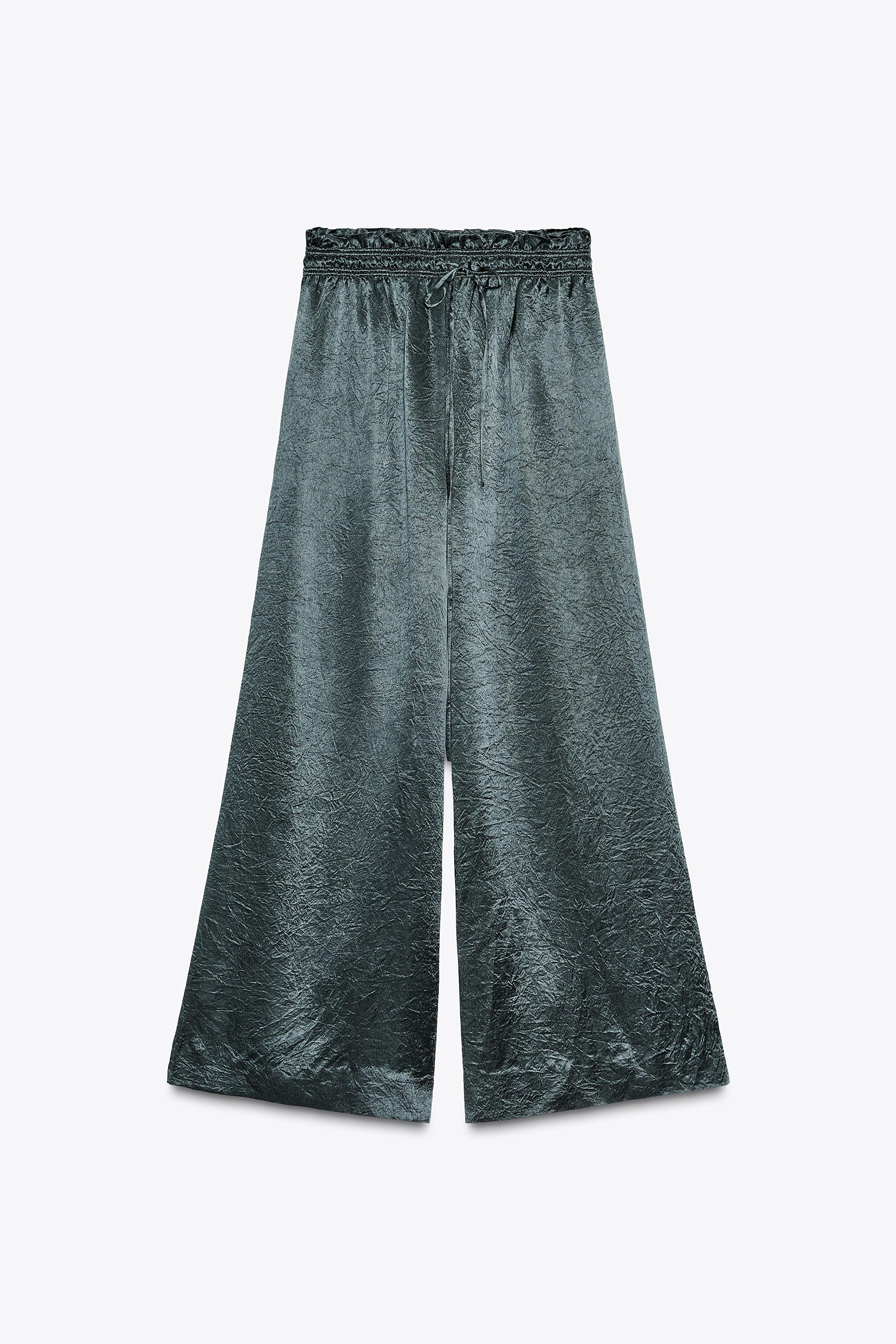 ZW COLLECTION SATIN WIDE LEG PANTS | Zara US