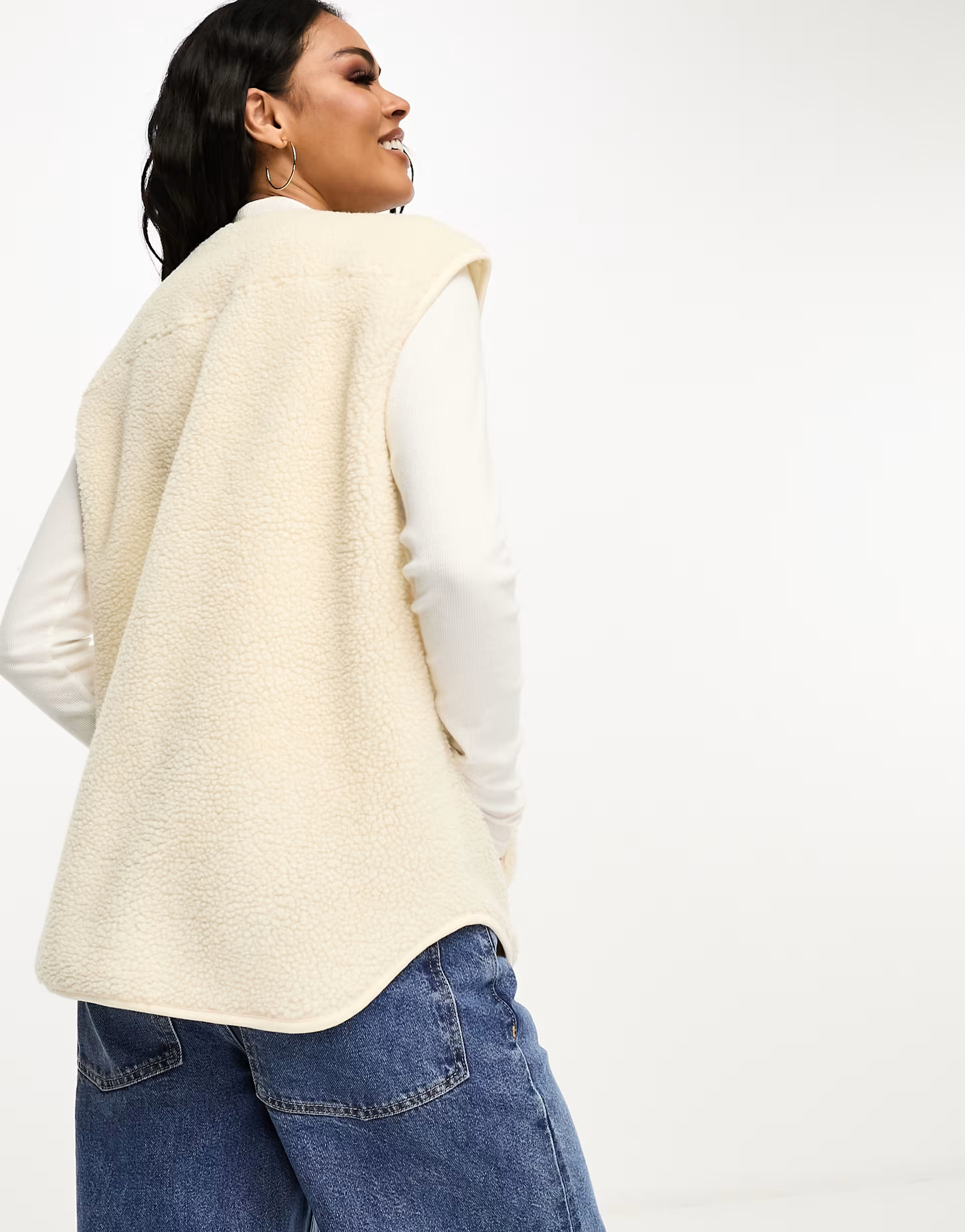 ASOS DESIGN borg gilet in neutral | ASOS (Global)