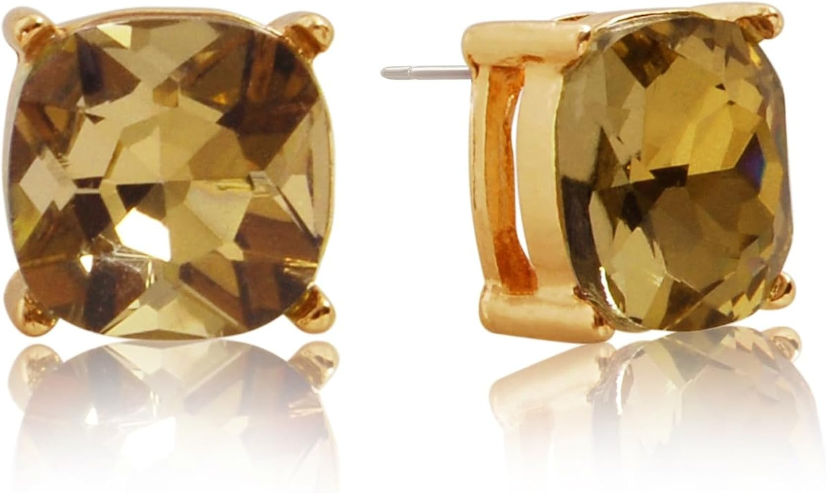 Humble Chic Large Square Stud Earrings for Women - Big Gold-Tone Glitter Statement Post Ear Studs | Amazon (US)