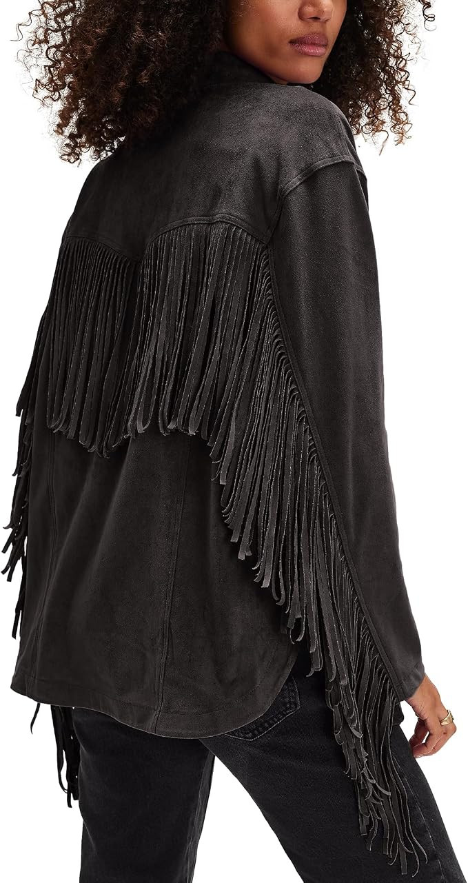Gacaky Women's Oversized Faux Suede Fringe Jacket Vintage Western Cowgirl Tassel Jackets Country ... | Amazon (US)
