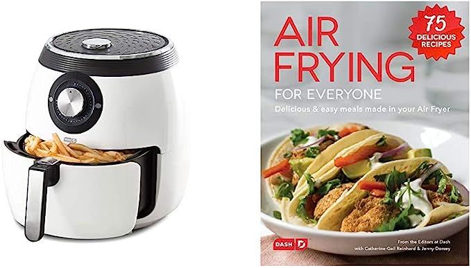 Dash DFAF455GBWH01 Deluxe Electric Air Fryer + Oven Cooker, White & DCB001AF Air Fryer Recipe Boo... | Amazon (US)