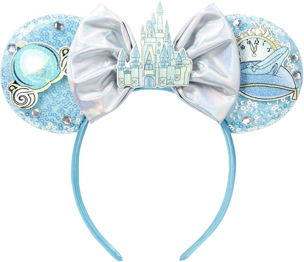 CANMIL Sparkle Ears Headband for Girls, Sequin Bow Hairband for Hair Beauty Accessories (Castle) | Amazon (US)