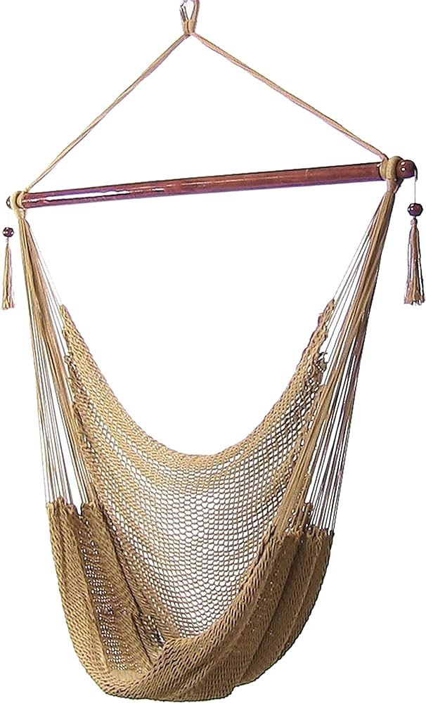 Amazon.com: Sunnydaze Indoor/Outdoor Caribbean XL Hanging Hammock Chair - Soft-Spun Polyester Rop... | Amazon (US)