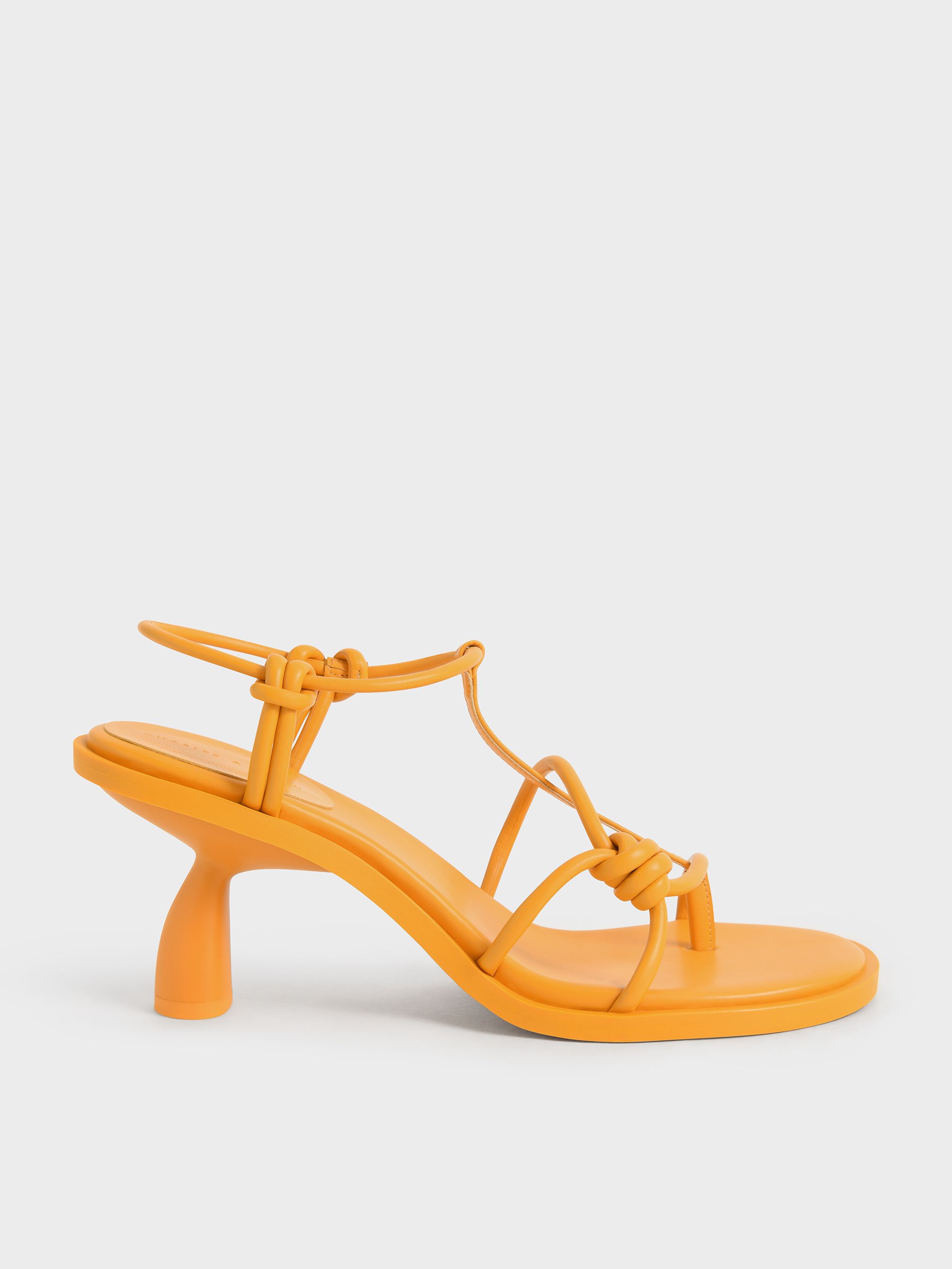 Orange Alma Strappy Knotted Thong Sandals | CHARLES &amp; KEITH | Charles & Keith US