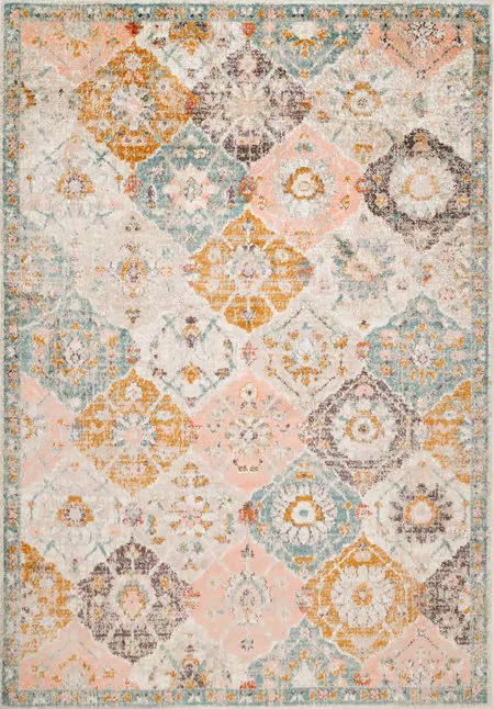 Multi Faded Floral Honeycombs Area Rug | Rugs USA