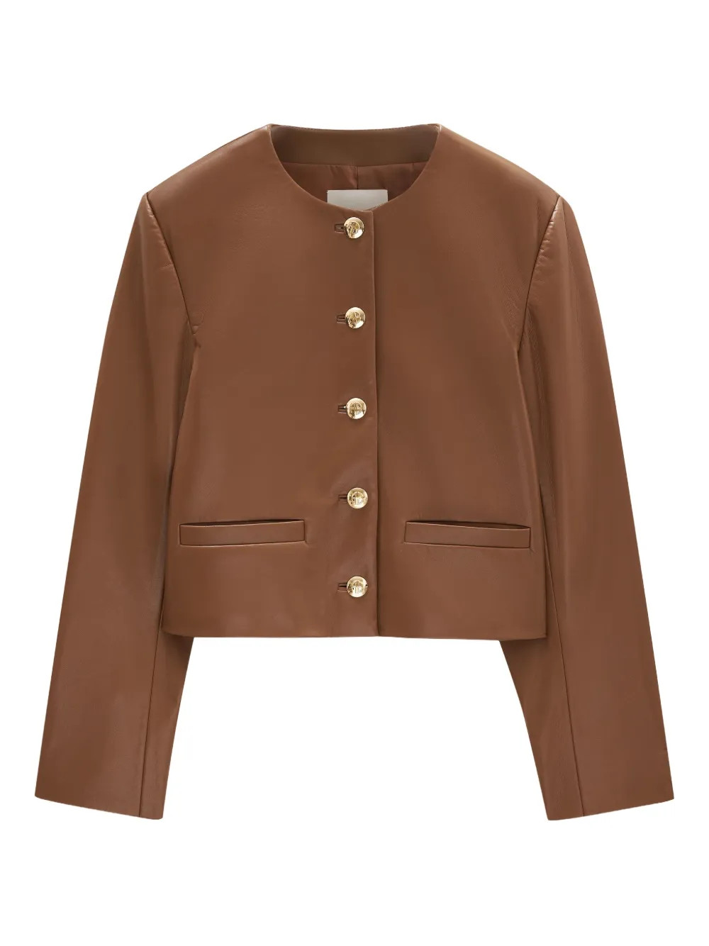 ANINE BING button-fastening Leather Jacket | Brown | FARFETCH | Farfetch Global