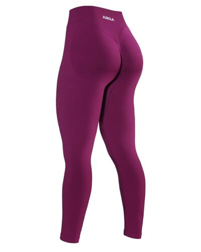 AUROLA Influence Workout Leggings for Women, Seamless Compression Tummy Control Leggings Mid Rise Yoga Pants,Magenta,M | Amazon (US)