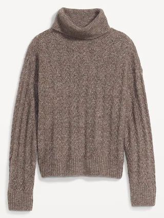 Heathered Pointelle-Knit Turtleneck Sweater for Women | Old Navy (US)