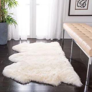 Safavieh Handmade Natural Sheepskin Leanca Shag Solid Rug - 3' x 5' - White | Bed Bath & Beyond