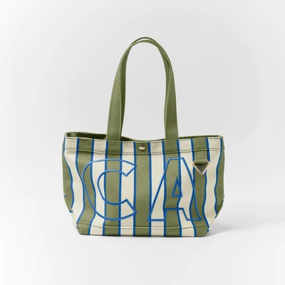 Striped Custom Alpha Tote - Forest - Small | BaubleBar