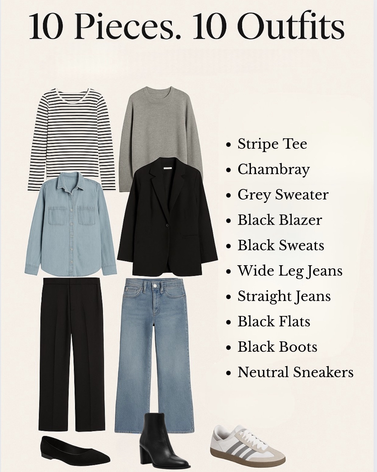 10 pieces. 10 ways.

This is my reminder that a great outfit usually isn’t about buying something new — it’s about styling what you already own in a fresh way.

A striped tee, a grey sweater, a blazer, good denim, and comfortable shoes can carry you through casual workdays, school drop-off, errands, and home life with kids — without overthinking it.

These are the kinds of pieces I reach for on repeat because they mix, layer, and work together in real life. If you’re in a style rut, start here and build from what’s already in your closet 🤍

Linked similar staples so you can recreate the looks easily.





#LTKmomlife #LTKWorkwear #LTKGiftGuide