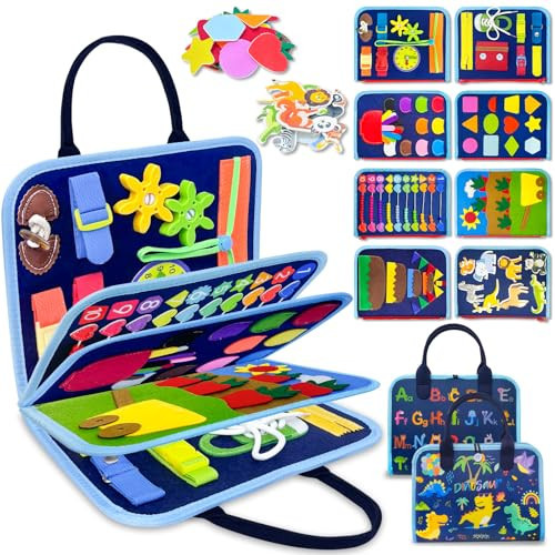 Exorany Busy Board Montessori Toys for Toddler Boy Birthday Gifts, Busy Book Sensory Learning Toys for Toddlers, Toddler Boy Airplane Car Travel Toy Educational Activities | Amazon (US)