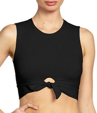 ROBIN PICCONE Ava Solid Tie-Front Swim Tank Top & High Waist Swim Bottom | Dillard's | Dillard's