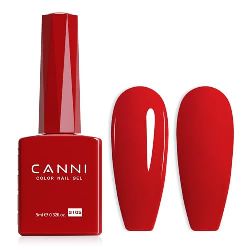 CANNI Red Gel Nail Polish, 1Pcs Red Gel Polish Bright Color High Gloss Soak Off U V French Nail Manicure Salon DIY | Amazon (US)