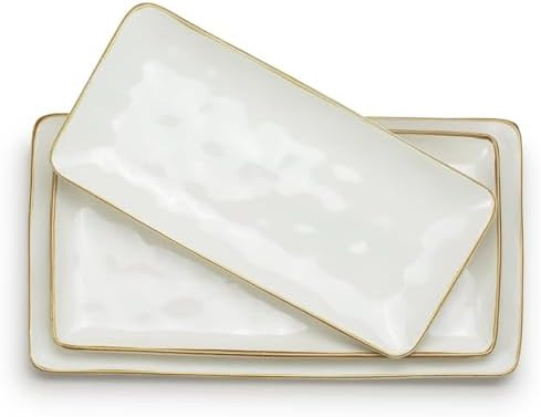 Famiware Serving Platter, Rectangular 15.67/14.1/12.6inch Serving Dishes for Entertaining, Microw... | Amazon (US)