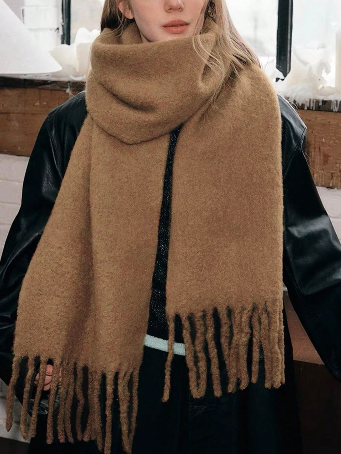 1 pièce Écharpe décontractée en couleur unie, style Y2K douce et chaude. Imitation cachemire,... | SHEIN