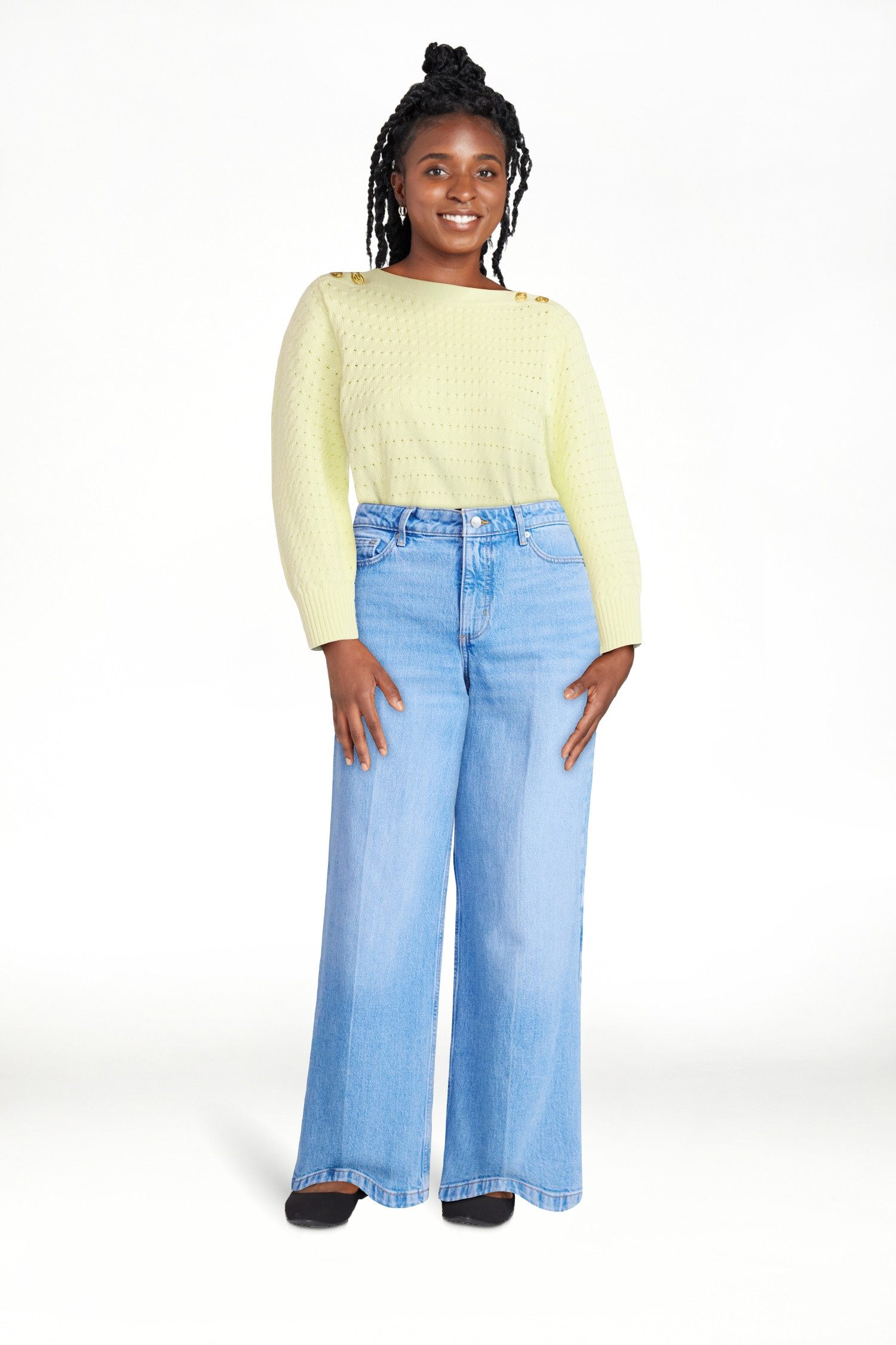 Free Assembly Women's High Rise Relaxed Wide Leg Jeans with Front Crease, Sizes 0-20 | Walmart (US)