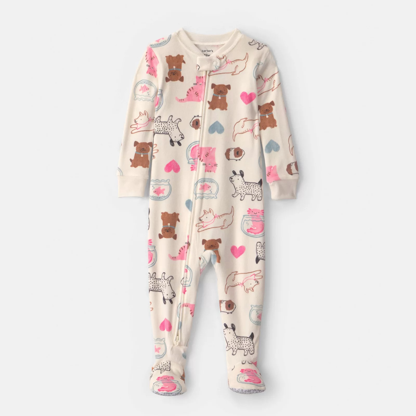 Baby & Toddler Girl Carter's 2-Way Zip DreamPlush Snug Fit Footed Pajama, Toddler Girl's, Size: 12 Months, Pets | Kohl's