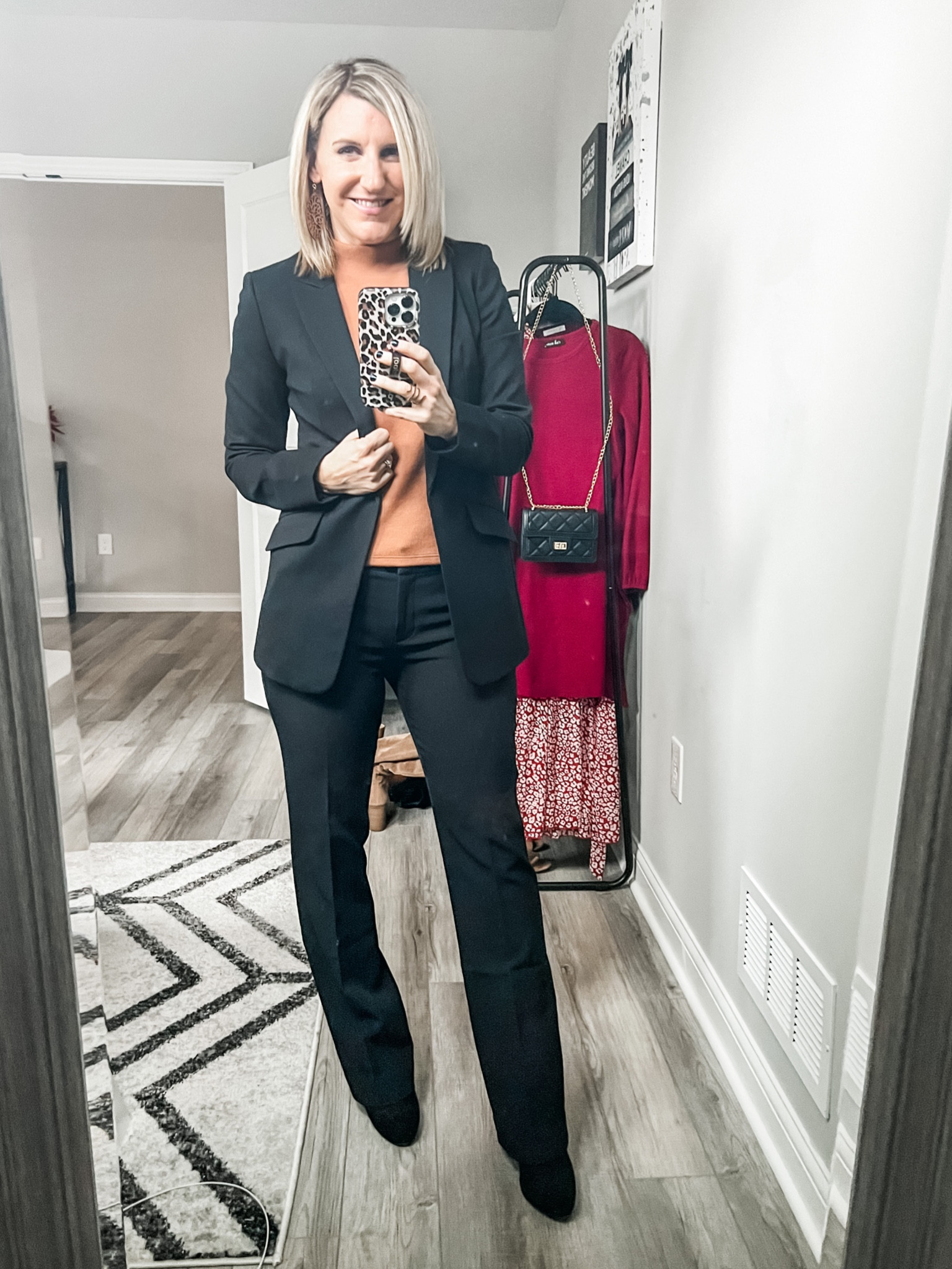 Power suit! Obsessed with this jacket from Express. Wearing an xs in the jacket and 4 short in these boot cut pants.

#LTKworkwear
