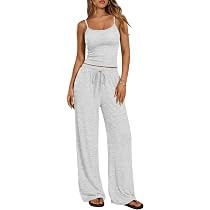Trendy Queen Women's 2 Piece Lounge Set Summer Outfits - Camisole Top & Wide Leg Pants | Amazon (US)