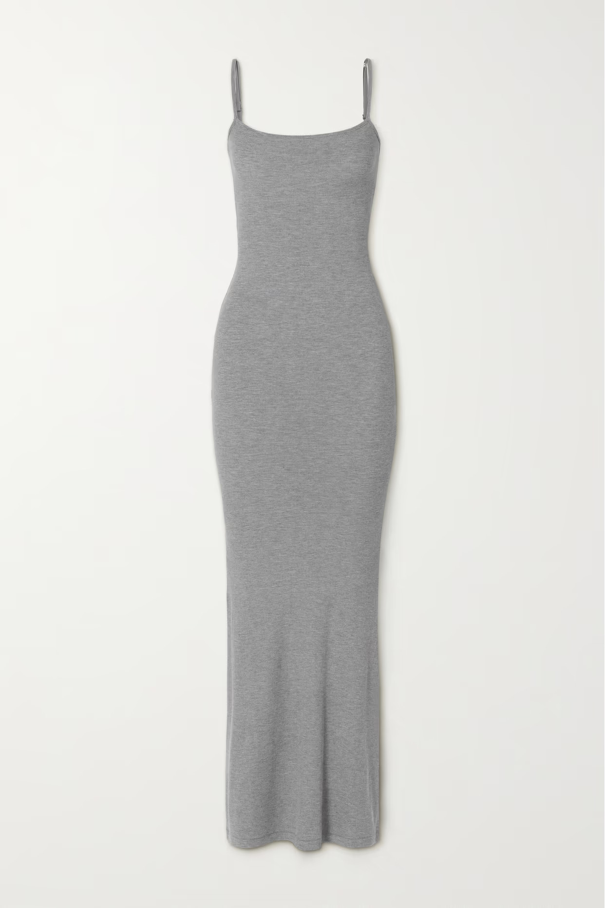 SKIMS - Soft Lounge Ribbed Long Stretch-modal Slip Dress - Heather Grey | NET-A-PORTER (US)
