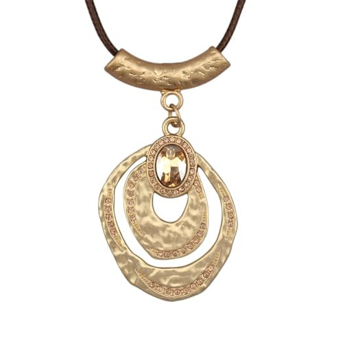 Jeilwiy Chunky Gold Necklace Crystal Statement Necklace for Women Boho Layered Gold Necklaces for Women Adjustable Hippie Jewelry | Amazon (US)